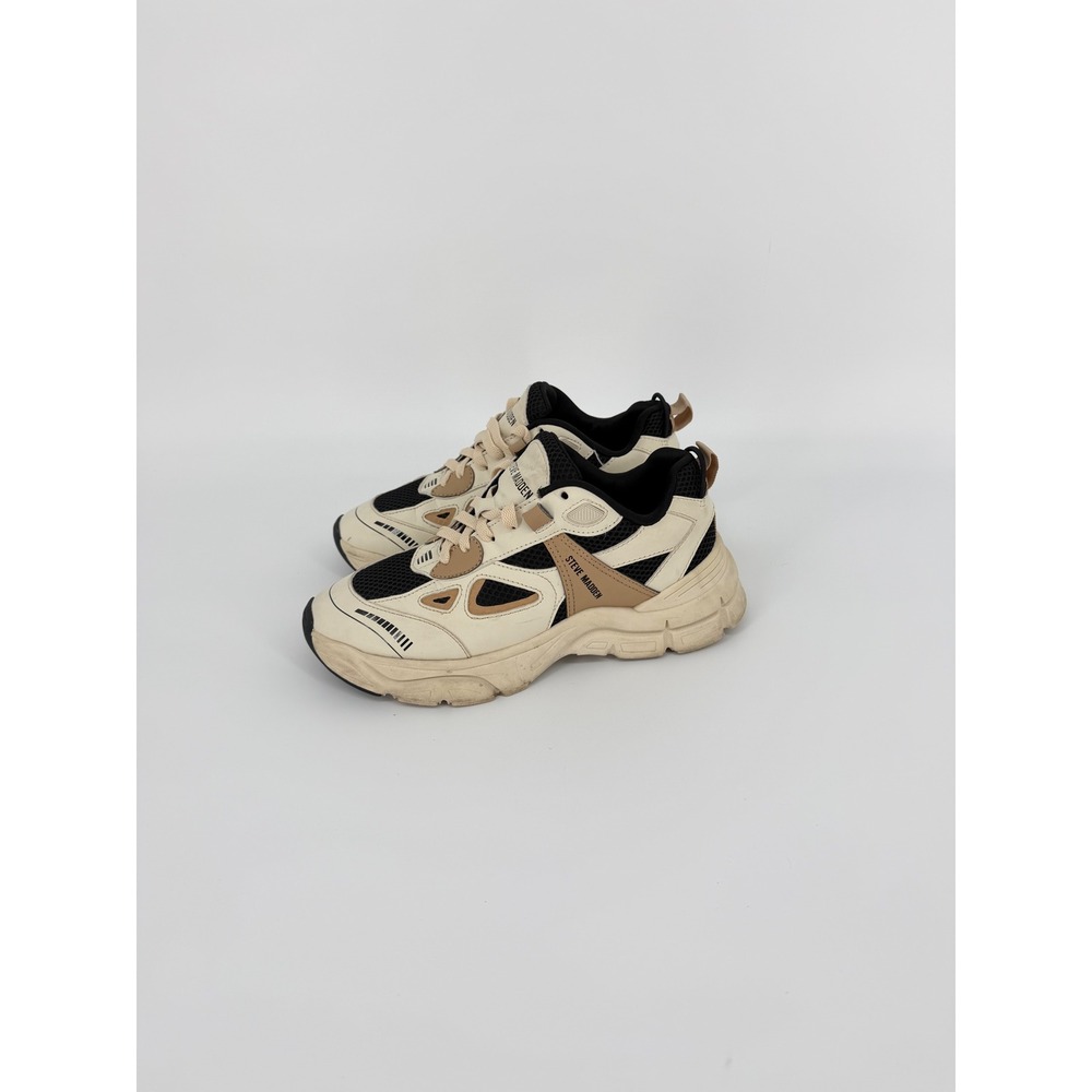 Steve Madden Clydie Bone Tan Black Chunky Platform Sneakers CLDE01S1 Size 8M - Picture 4 of 10
